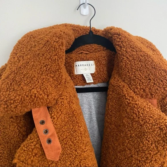 Anthropologie burnt orange Marrakech Sherpa teddy jacket/coat - Picture 4 of 6